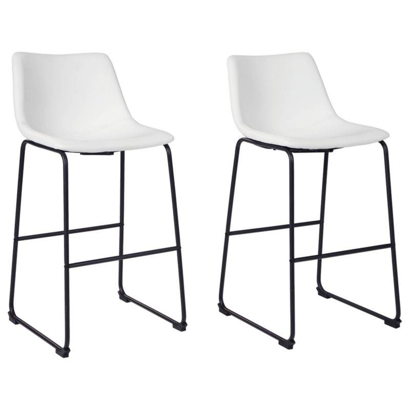 Centiar Pub Height Barstool White: Vintage Faux Leather, Metal Base - Signature Design by Ashley