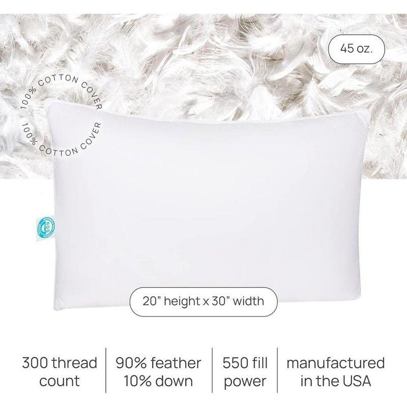 East Coast Bedding Pure Dream Firm Goose Down Feather Pillow, Queen Size, Pack of 1