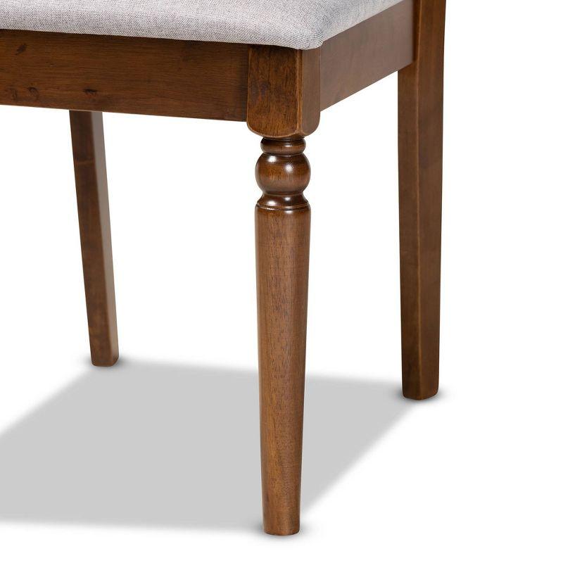 2pc Ramiro Fabric and Wood Dining Chairs Set Gray/Brown - Baxton Studio