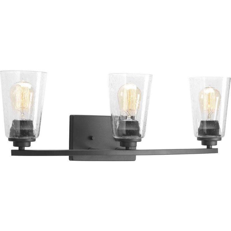 Progress Lighting Debut 3-Light Bath Vanity Fixture, Steel, Graphite, Clear Seeded Glass