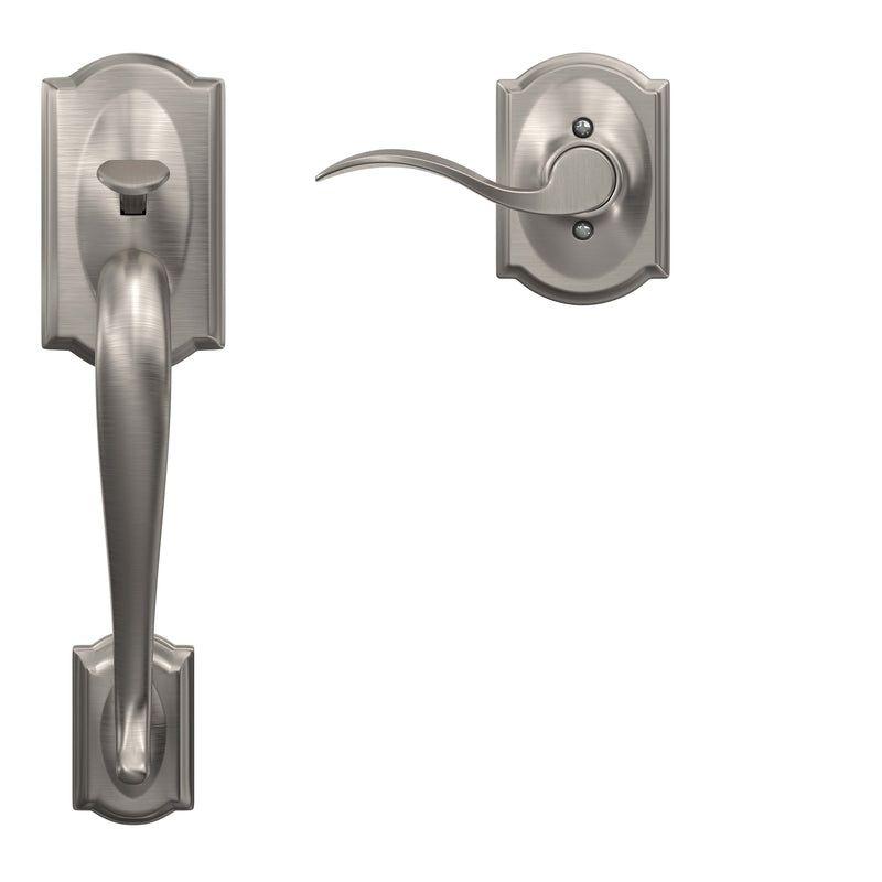 Schlage Camelot Satin Nickel Handleset with Accent Lever