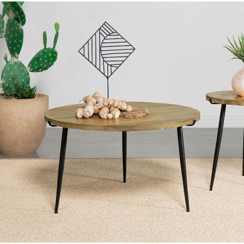 Pilar Round Mango Wood and Black Metal Coffee Table