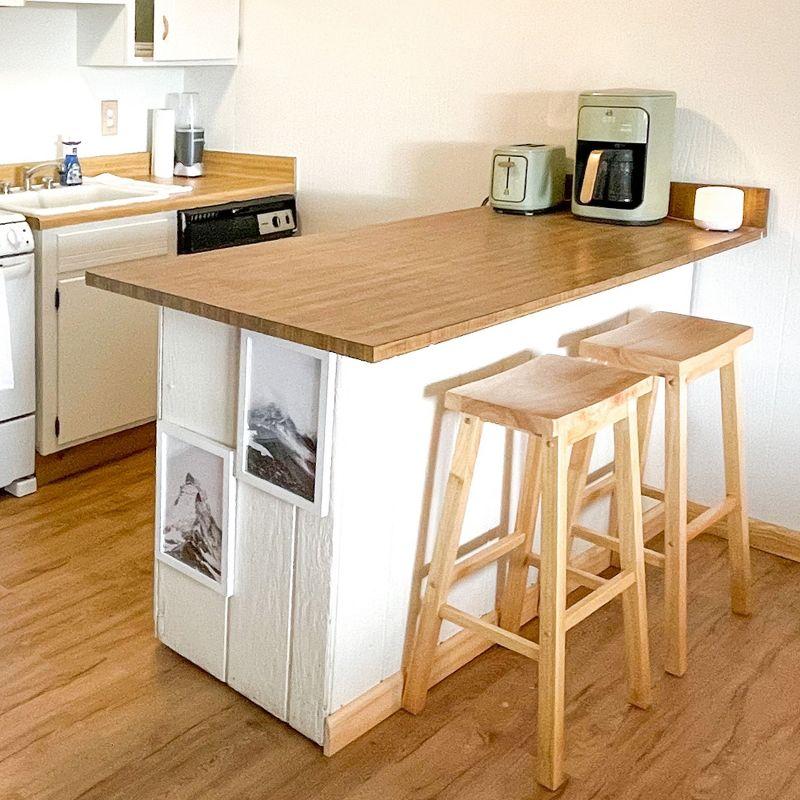 Natural Wood Saddle-Seat 30" Backless Counter Stool