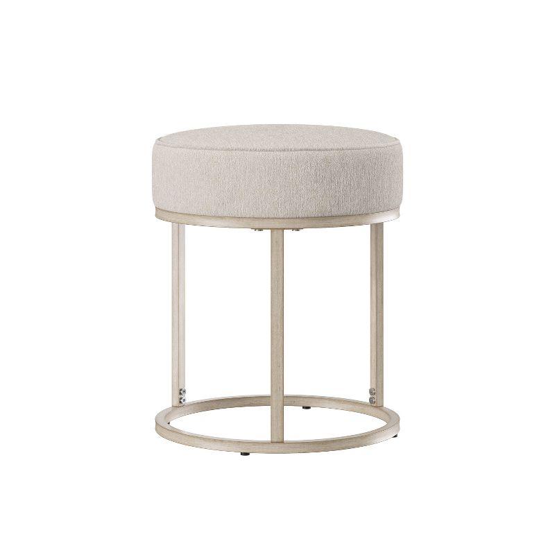 18" Swanson Backless Upholstered Metal Vanity Stool Bone White - Hillsdale Furniture: Round Padded Seat, Modern Design