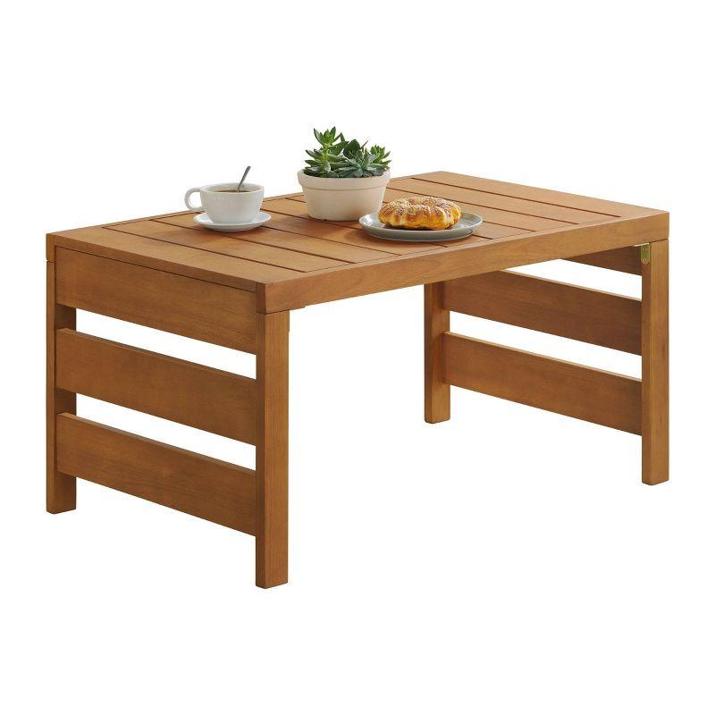 Alaterre Furniture Barton Eucalyptus Wood Outdoor Slotted Coffee Table Brown