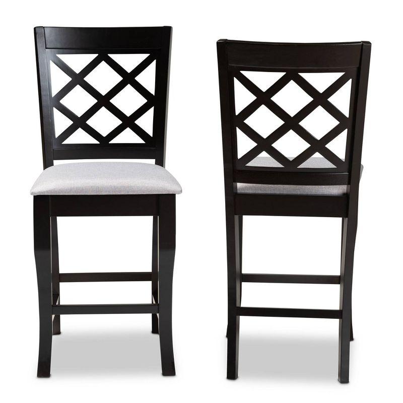 Set of 2 Alora Upholstered Wood Counter Height Barstools - Baxton Studio