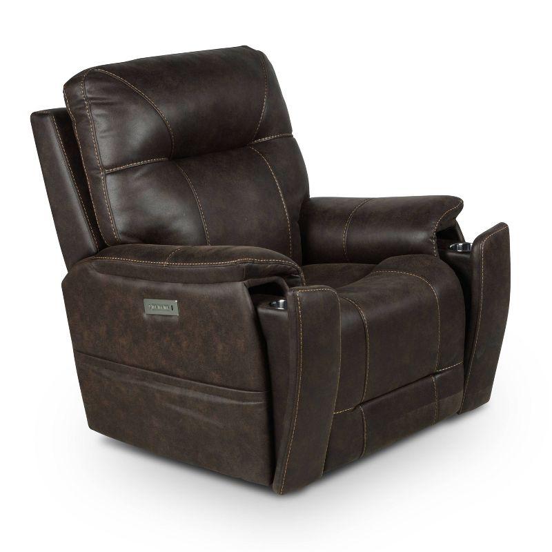 Lexington Power Media Recliner Saddle Brown - Steve Silver Co.: Faux Leather, USB Port, Cup Holder