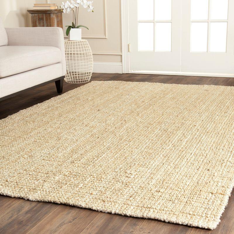 Ivory Beige Flat Woven Handmade Cotton Rug, 6' x 9'