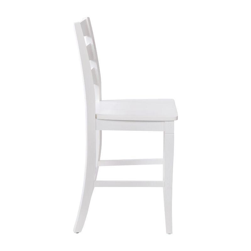 Merrick Lane Set of Two Classic Wooden Ladderback Counter Height Barstools with Solid Wood Seats in Antique White Wash