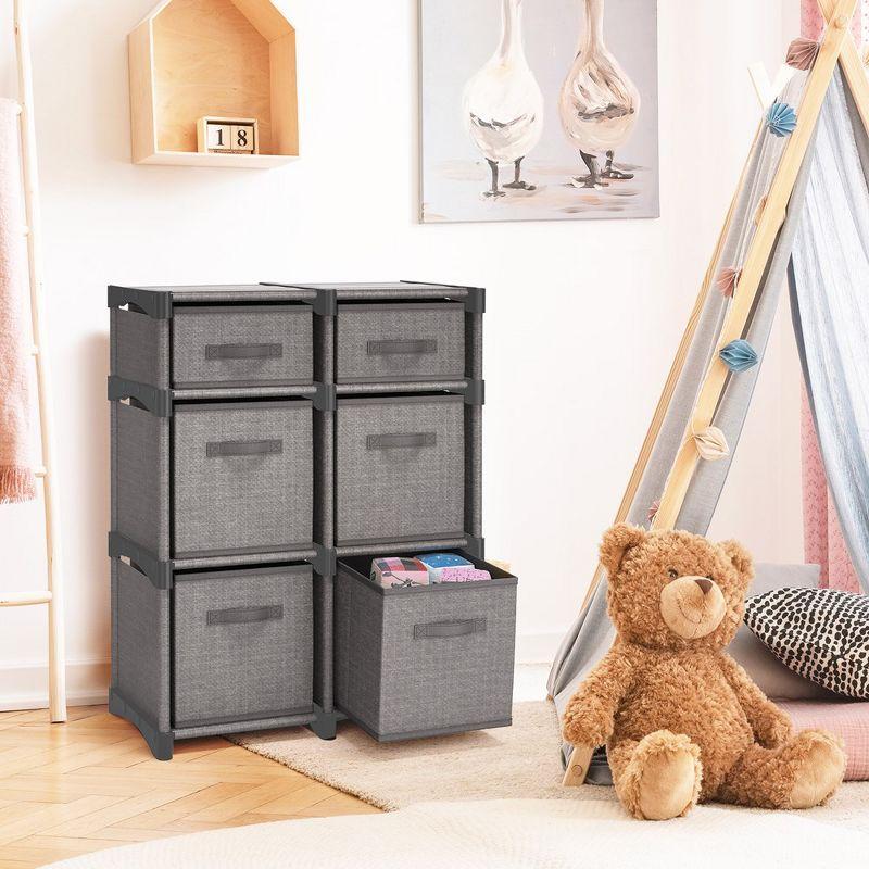 Nestl Cube Organizer Shelves With Cubby Bins, 6 PC DIY Cube Storage Shelves with Cubbies Storage Bins - Gray