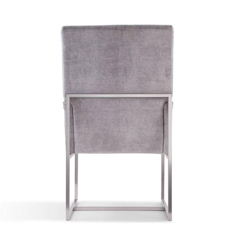Element Velvet Dining Armchair Gray: High-Back, Stainless Steel Frame - Manhattan Comfort
