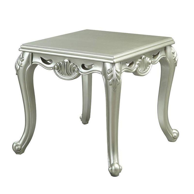 27" Qunsia Accent Table Champagne Finish - Acme Furniture: Wood Composite, Curved Legs, No Tools Assembly