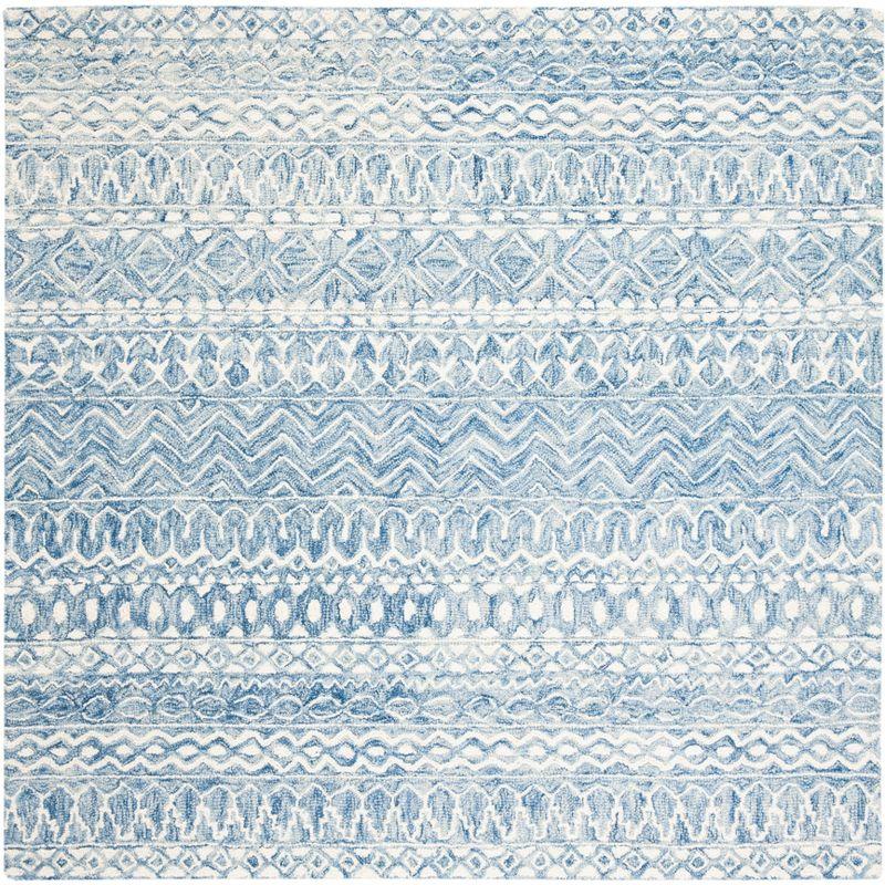 Micro-Loop MLP502 Hand Tufted Indoor Area Rug - Blue/Ivory - 5'x5' - Safavieh