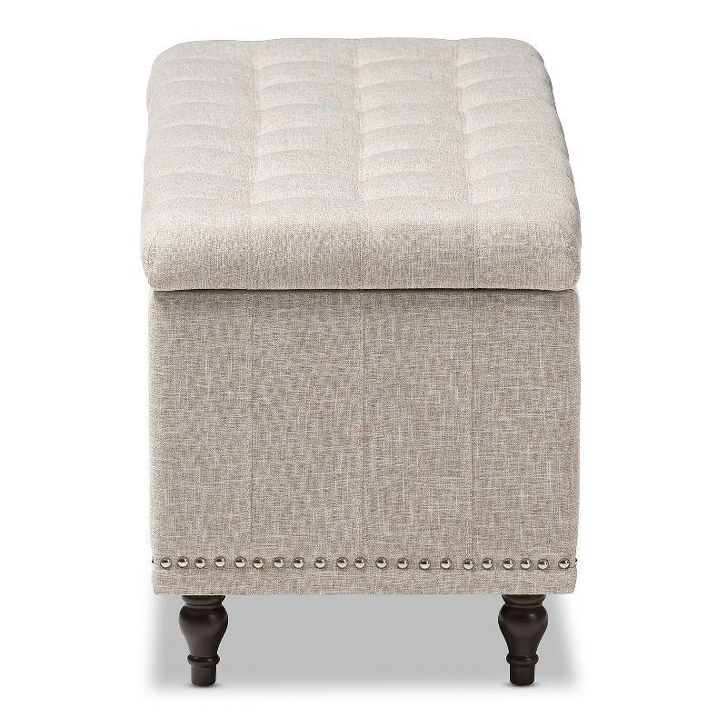 Kaylee Modern Classic Fabric Upholstered Button - Tufting Storage Ottoman Bench - Buff Beige - Baxton Studio