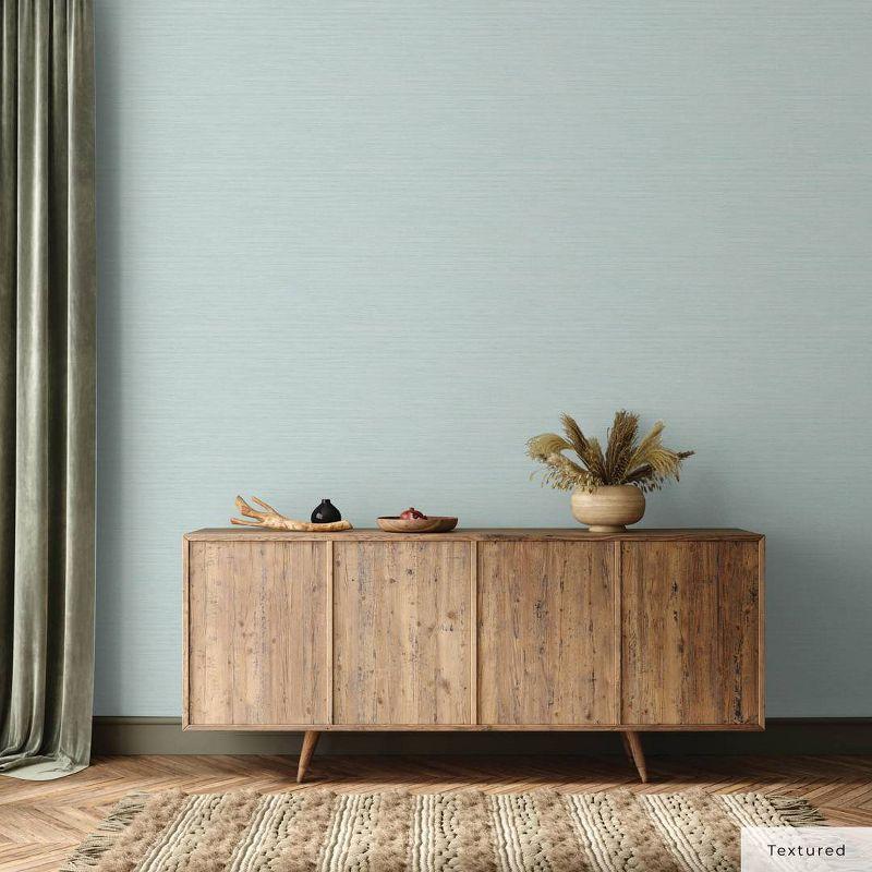 Tempaper & Co.® Faux Horizontal Grasscloth Removable Peel and Stick Wallpaper, Textured Seaglass, 56 sq ft: Vinyl, Prepasted