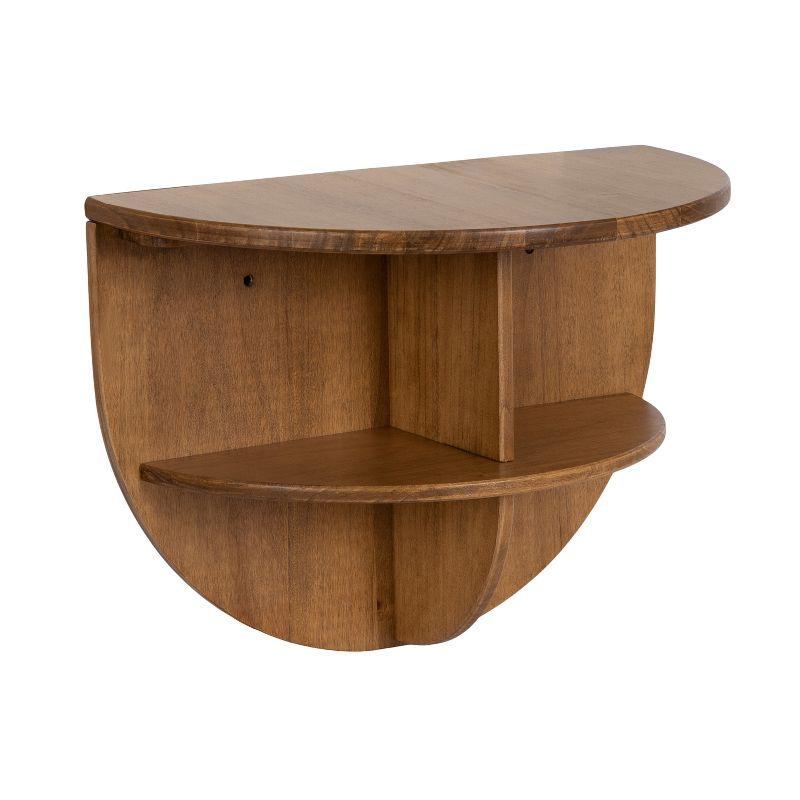 Jalla Rustic Brown Wood Floating Side Table with Shelf