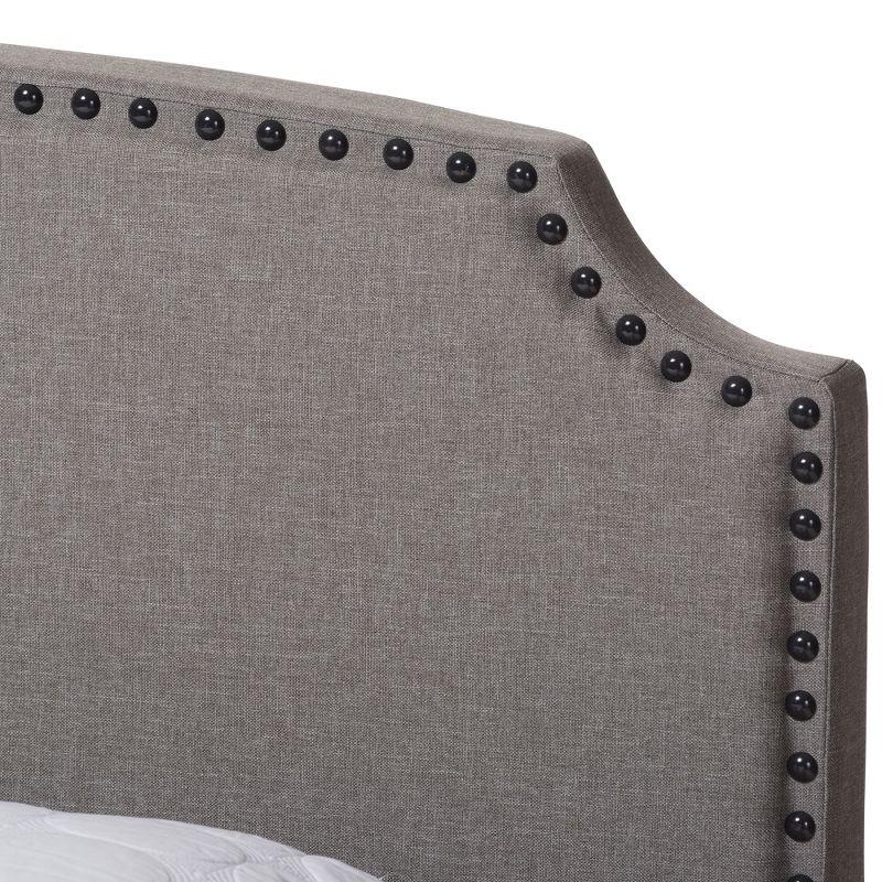 Queen Odette Upholstered Bed with Nailhead Trim - Baxton Studio: Hardwood Frame, Polyester Fill