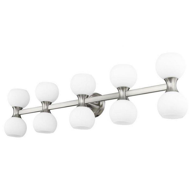 Artemis Brushed Nickel 10-Light Vanity with Opal Glass Shades