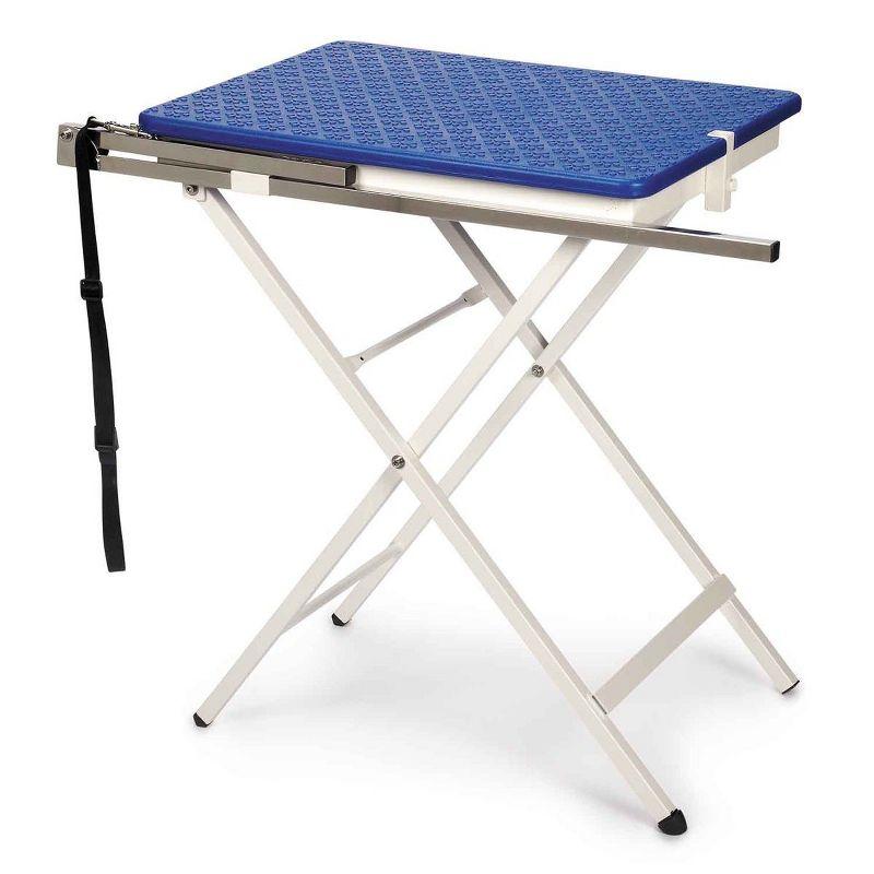 Blue Adjustable Pet Grooming Table with Steel Frame