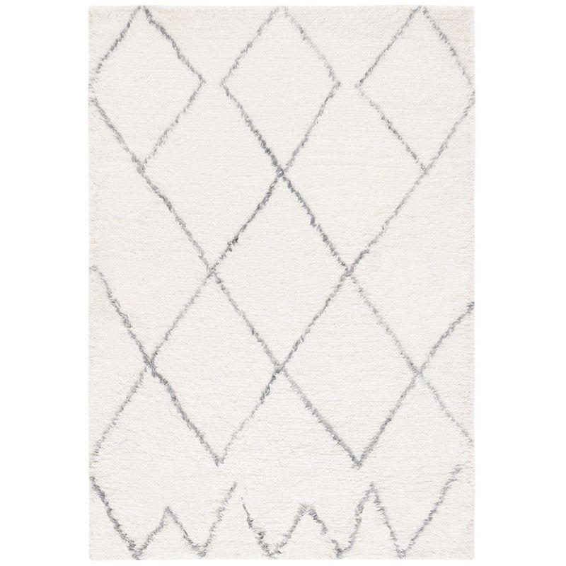 Kenya Ivory & Grey Hand-Knotted Wool Blend Area Rug - 3' x 5'