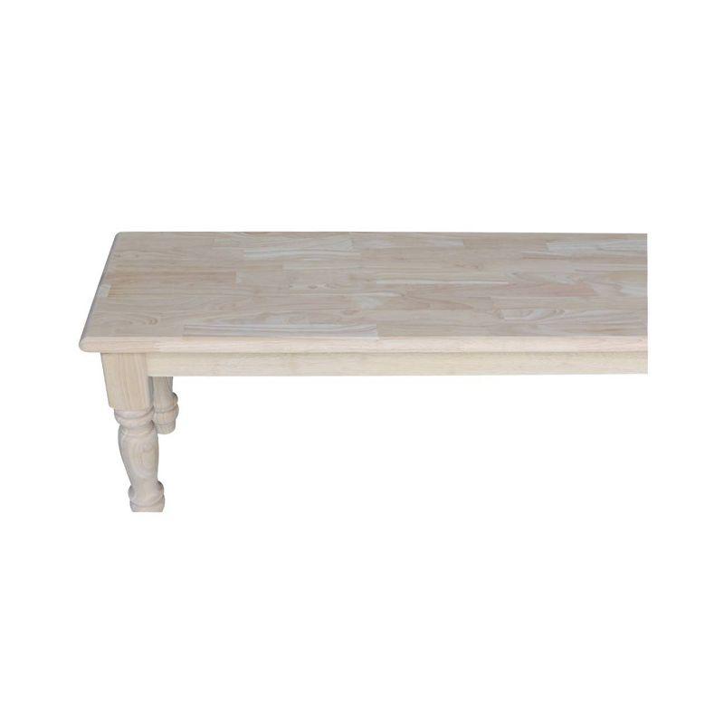 Farmhouse Bench - Unfinished - International Concepts: Hardwood Rectangular Seat for Dining & Bedroom, Seats 2