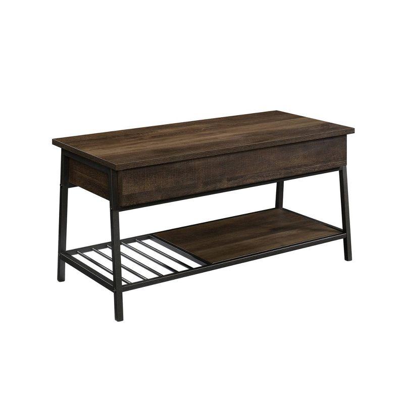 Smoked Oak Wood Lift-Top Coffee Table with Storage