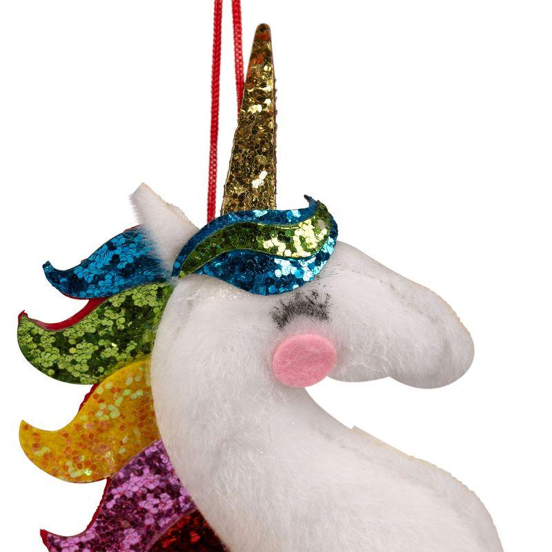 Northlight Plush Leaping Rainbow Unicorn Christmas Ornament - 6.5"