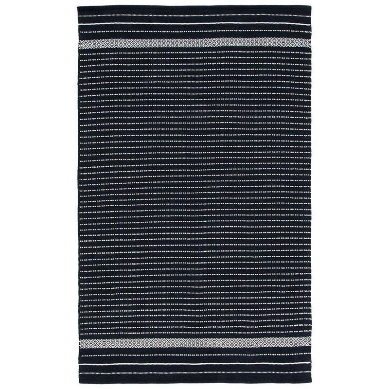 Nomadic Charm Handwoven Black Stripe Cotton Area Rug 8' x 10'