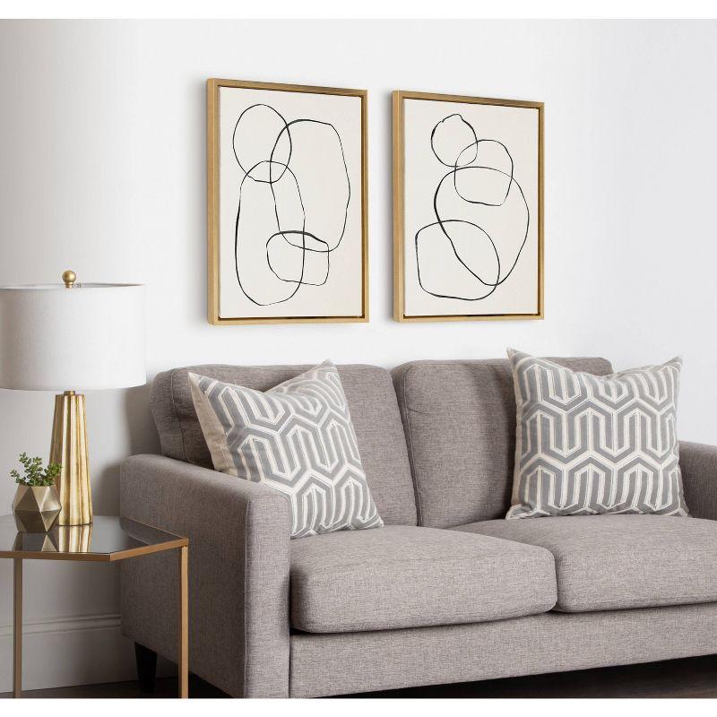 Gold Framed Abstract Modern Circles Canvas Print Set