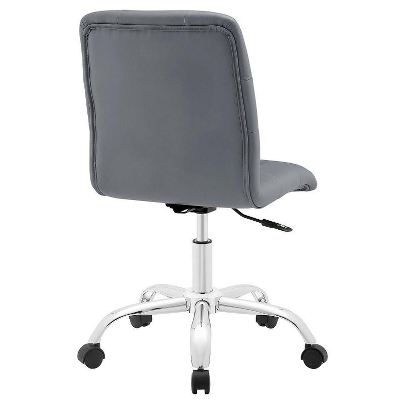 Prim Swivel Armless Drafting Chair in Luxe Gray Faux Leather