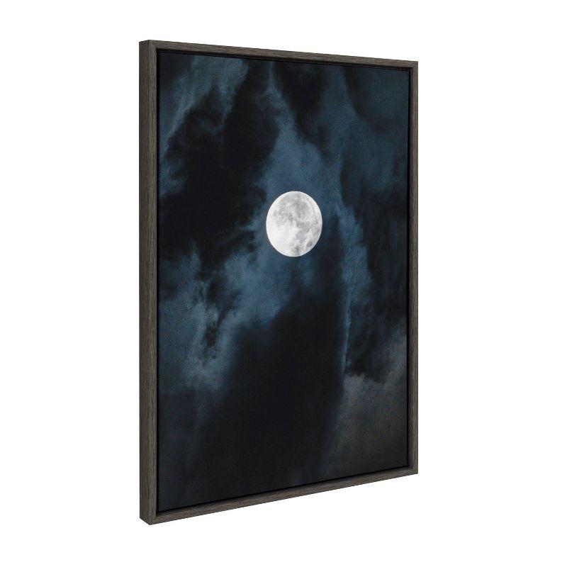 Driftless Moon Midnight Blue Canvas Print with Black Frame