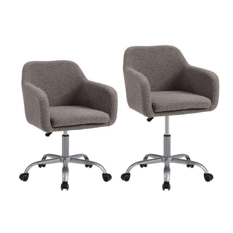 Rylen Modern Swivel Office Desk Chair Gray - Linon: Adjustable, Ergonomic with Chrome-Plated Steel Legs