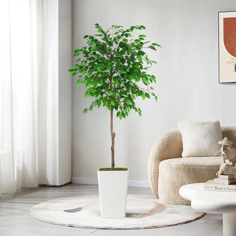 Artificial Fiddle Leaf Fig Tree 5FT, Faux Fiddle Leaf Fig Tree with Tall White Planter