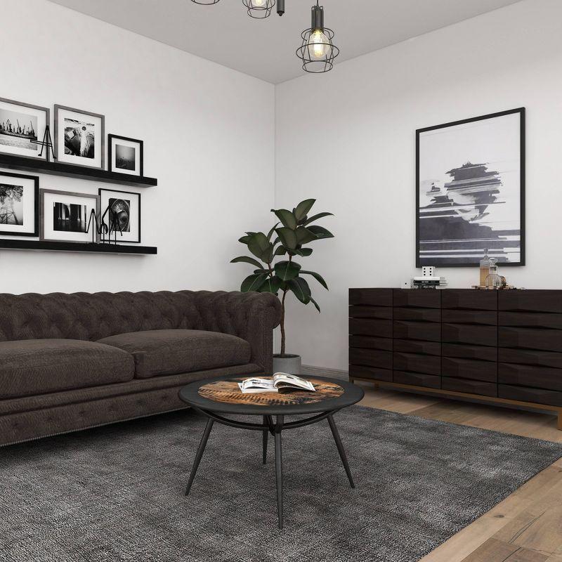 Wood and Iron Coffee Table Gray - Olivia & May: Mid-Century Modern, Oil Rubbed Finish, Tapered Legs