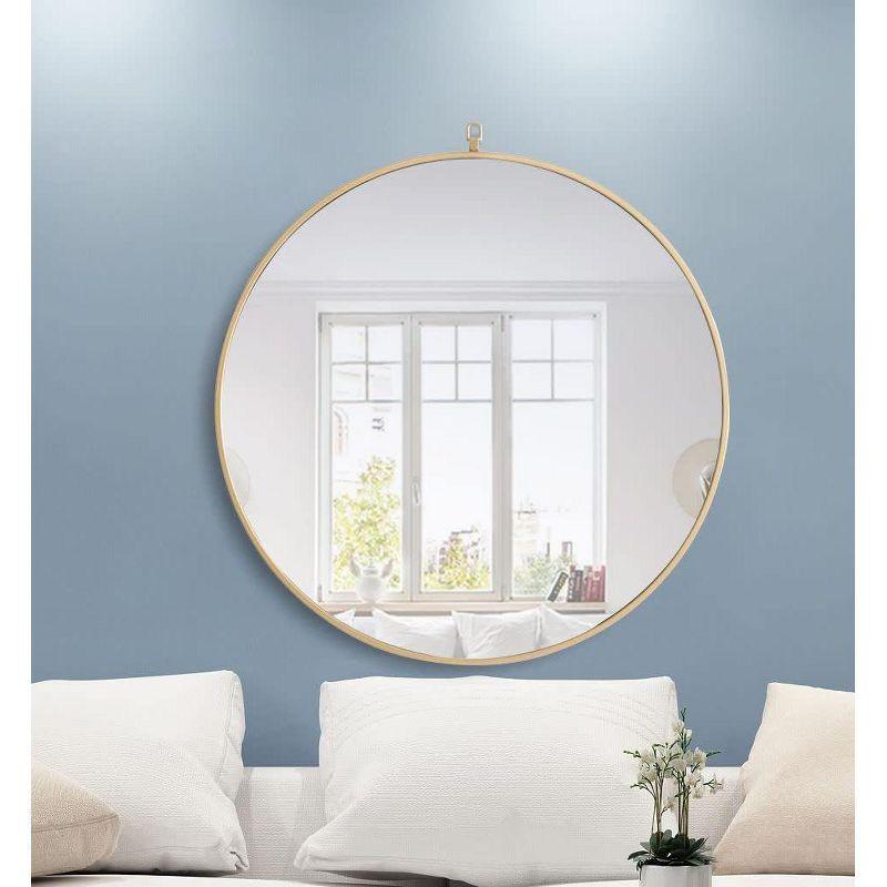 Elegant Lighting Metal frame Round Mirror with decorative hook 32 inch Silver finish