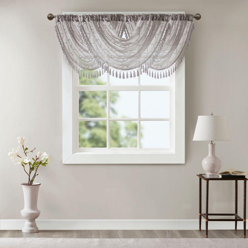 Irina Diamond Sheer Embroidered Waterfall Valance