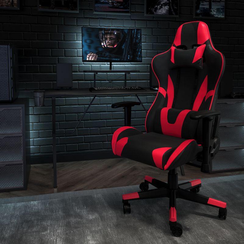 Ultimate Gamer's Red and Black Desk and Chair Set with Cup Holder