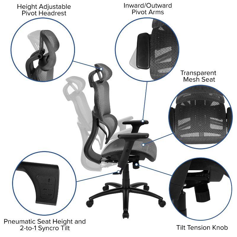 Flash Furniture Ergonomic Mesh Office Chair with 2-to-1 Synchro-Tilt, Adjustable Headrest, Lumbar Support, and Adjustable Pivot Arms