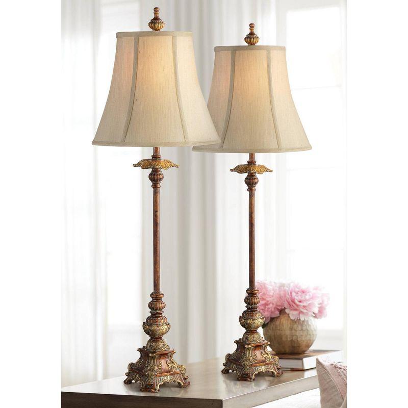 Juliette Bronze Buffet Table Lamps with Bell Shades, Set of 2