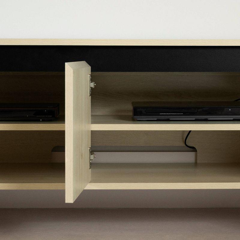 Bleached Oak Scandinavian TV Stand with Cabinet and Shelves