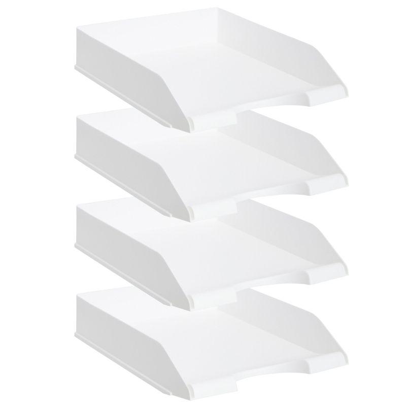 Stockroom Plus 4 Pack Stackable Paper Trays for Letter Documents, Desktop File Organizers, 10 x 13.45 x 2.5 In - White