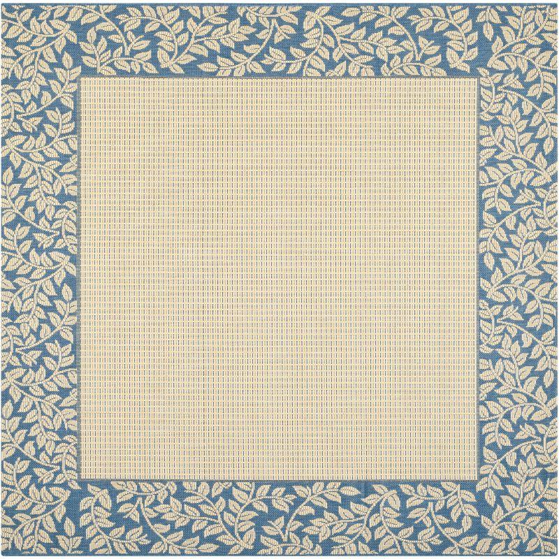 Courtyard CY0727 UV & Stain Resistant Non-Shedding Power Loomed Indoor/Outdoor Area Rug - Natural/Blue - 6'7"x6'7" - Safavieh