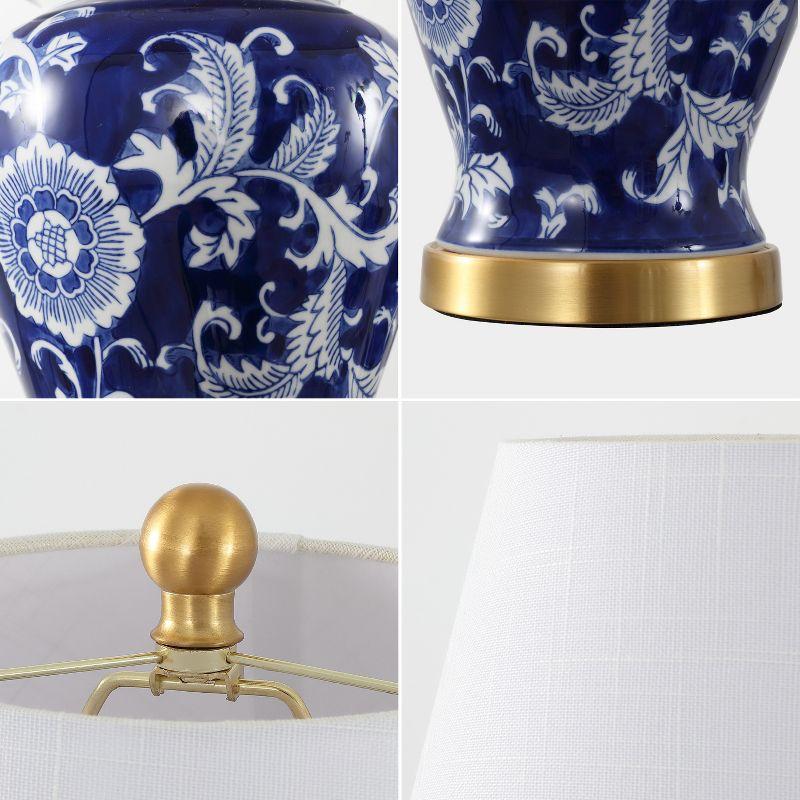 JONATHAN Y Penelope 22" French Country Cottage Ceramic/Iron Chinoiserie Ginger Jar LED Table Lamp, Navy/White