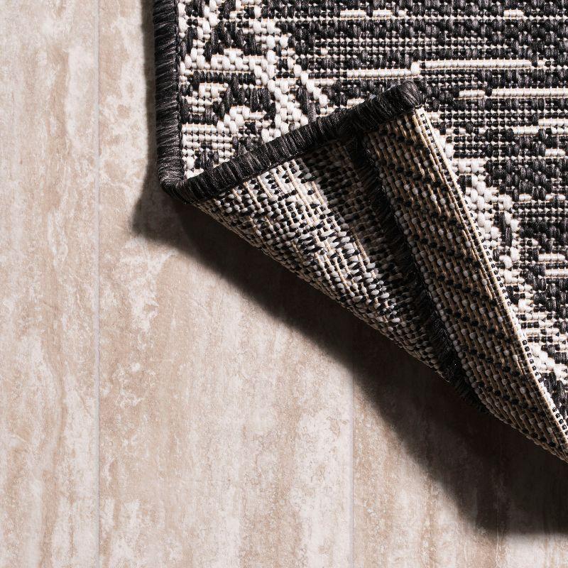 2'x10' Tuscany Ornate Medallions Indoor/Outdoor Runner Rug, Black/Ivory - JONATHAN Y