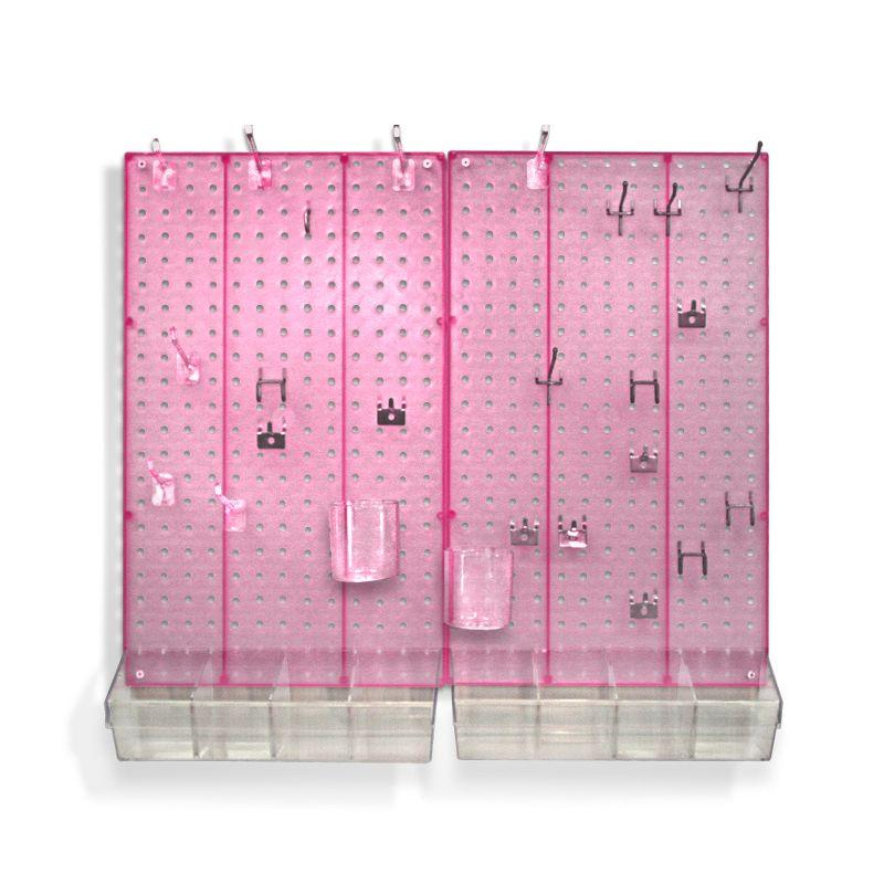 Chic Pink 70-Piece Pegboard Organizer Kit with Styrene Panels