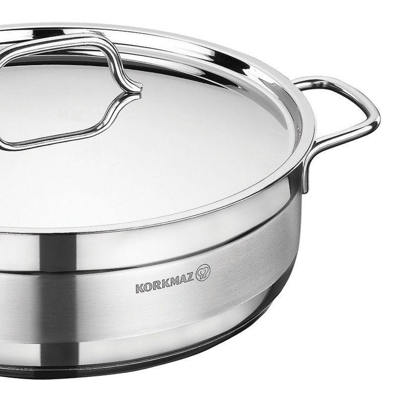 Korkmaz Alfa 2 Piece Stainless Steel Low Casserole Dish with Lid