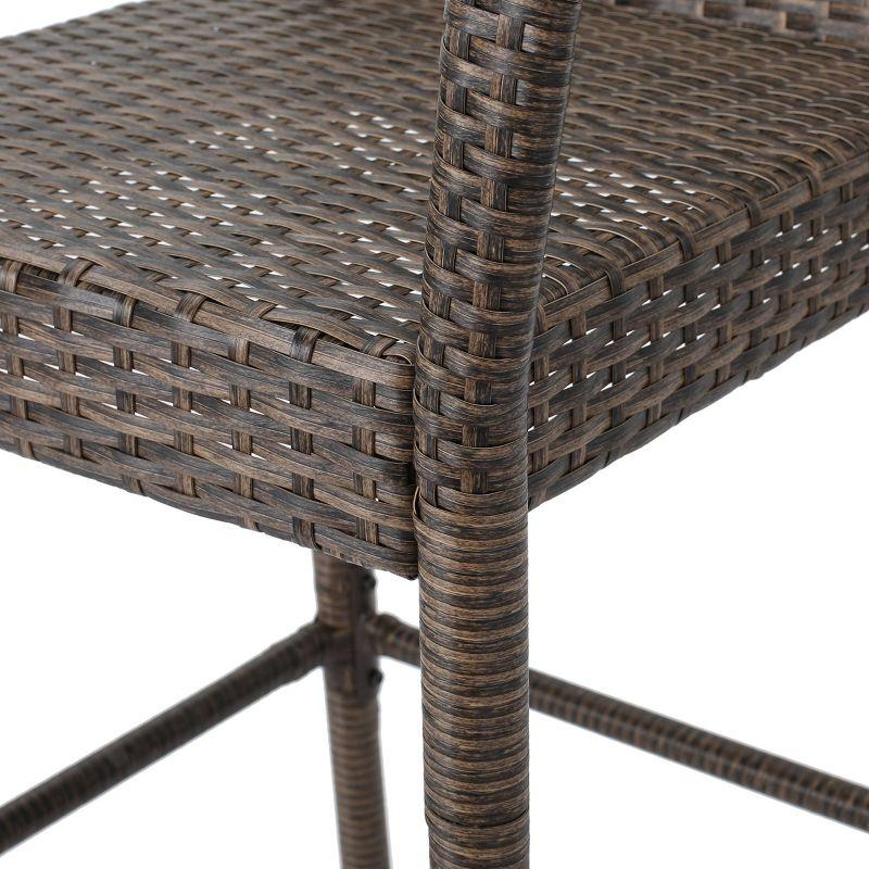 Delfina 2pk Wicker Barstool - Mix Mocha - Christopher Knight Home: UV & Weather-Resistant, Powder-Coated Frame