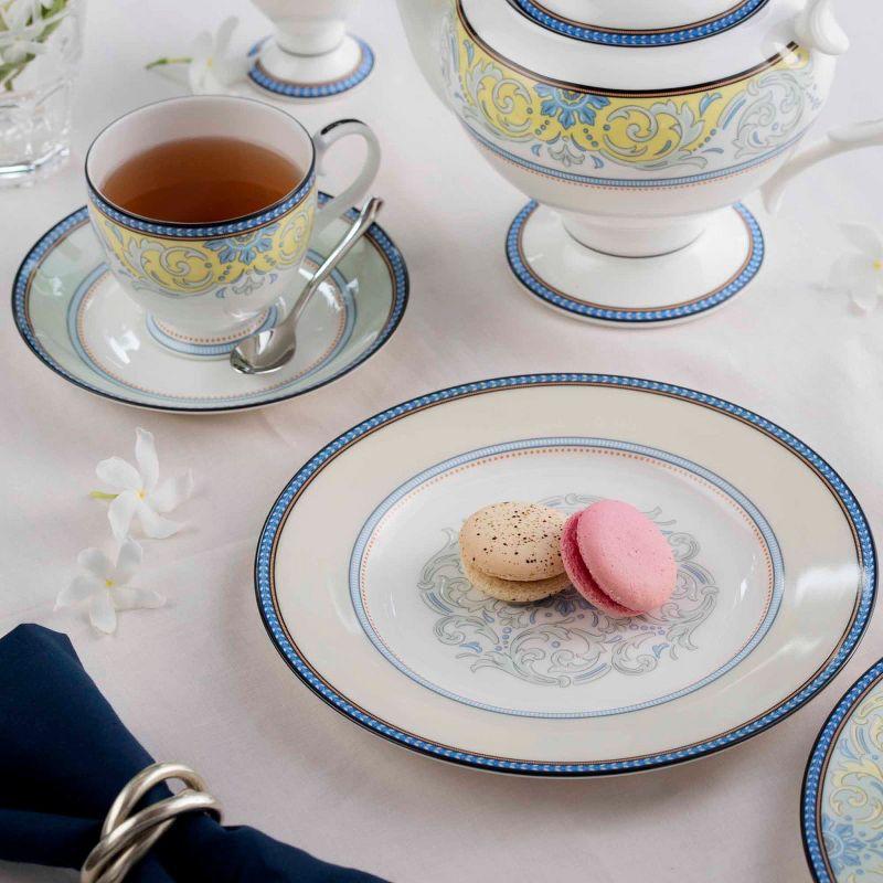 Menorca Palace Yellow and Blue Porcelain 5-Piece Place Setting