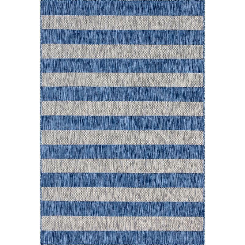Unique Loom 6' 1 x 9' 0 Rectangle Indoor/Outdoor Striped Blue Area Rug