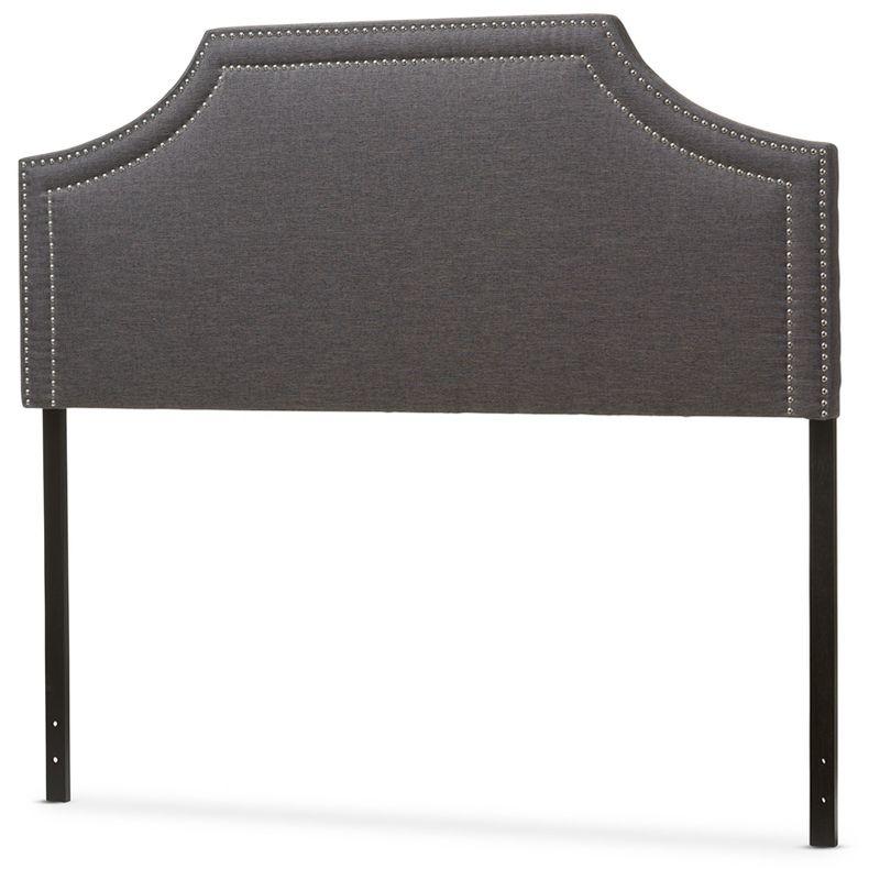 Queen Avignon Modern Fabric Upholstered Headboard Dark Gray - Baxton Studio: Chic Metallic Trim, Rubberwood Frame, Adjustable Height